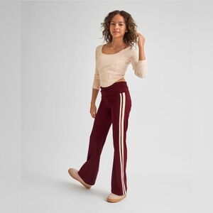 Tween Girls Foldover Flare Leggings - burgundy